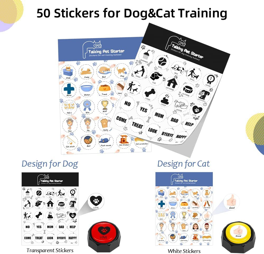Set of 4 Dog Buttons,Including 2 Mats, Training Guide and Pre-Installed Battery. Dog Voice Training Buzzer ,Recordable Button ,Train Your Dog to Make the Sound They Want (Battery Included)