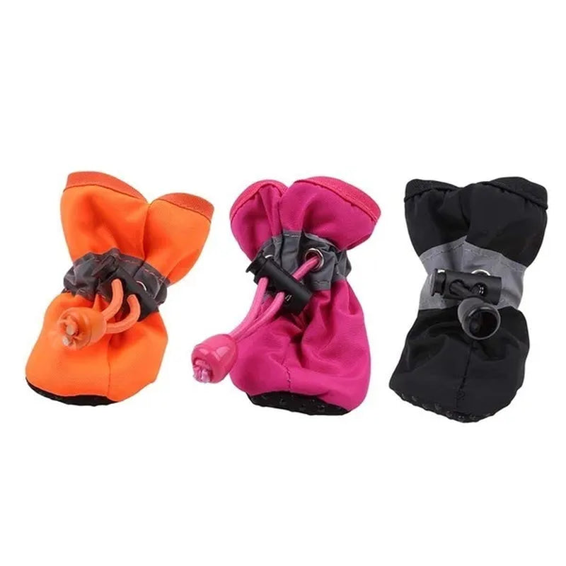 4Pcs/Set Pet Accessories Pet Supplies Pet Dog Shoes Waterproof Booties Rubber Shoes Socks Boots