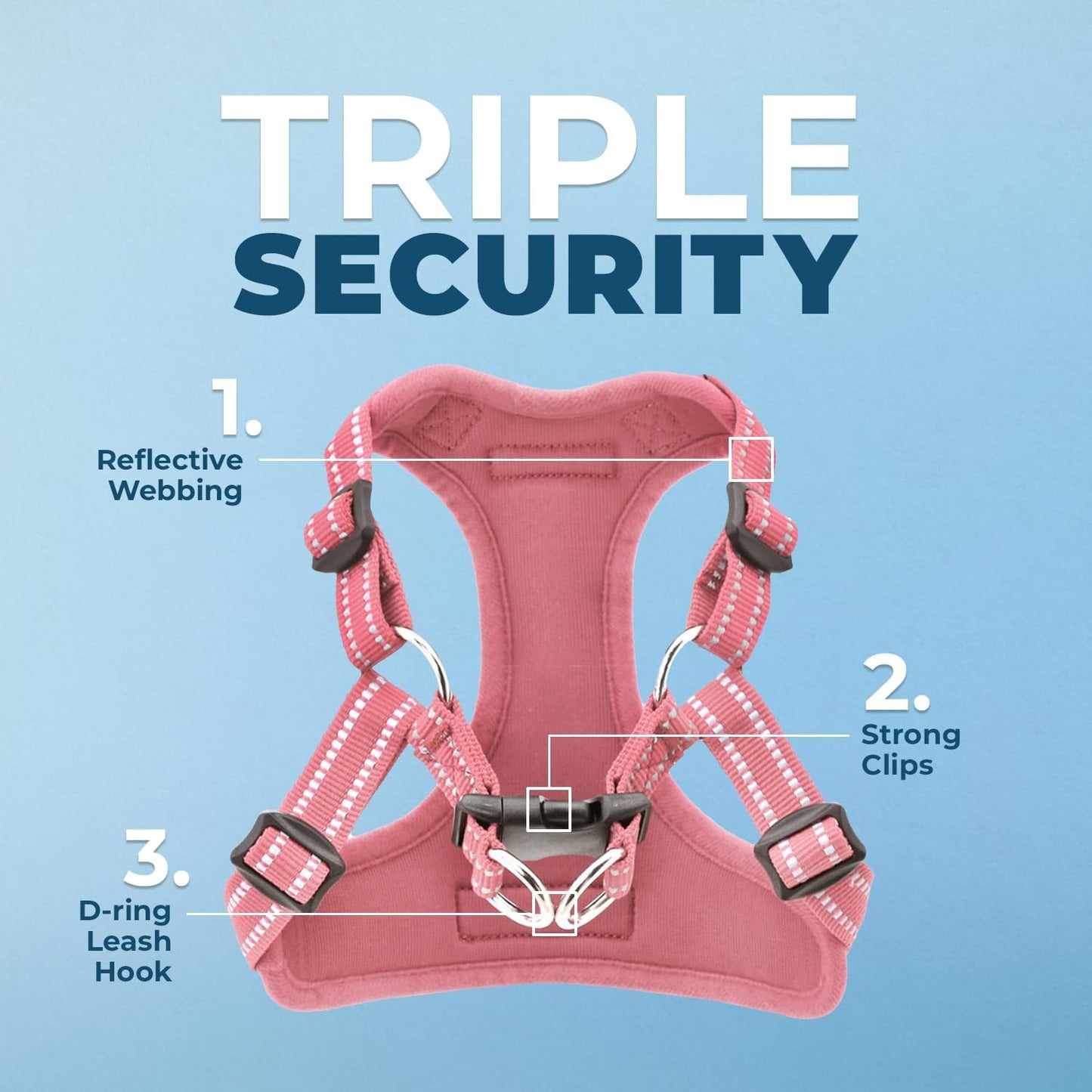 Voyager by - Fully Adjustable Step-In Mesh Harness with Reflective 3M Piping