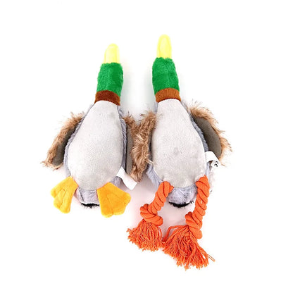 Dog Chew Toys Cute Plush Duck Sound Toy Stuffed Squeaky Animal Squeak Dog Toy Cleaning Tooth Dog Chew Rope Toys