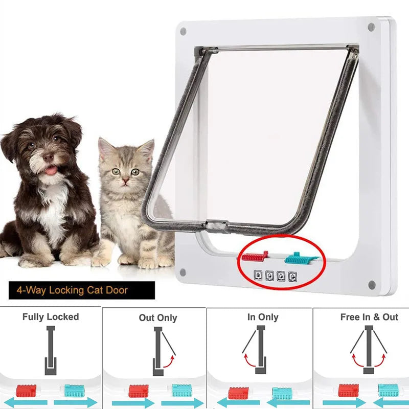 Security Lock Flap Door for Dog Cats Kitten ABS Plastic Small Pet Gate Door Kit Cat Dogs Flap Doors Dog Cat Accessories