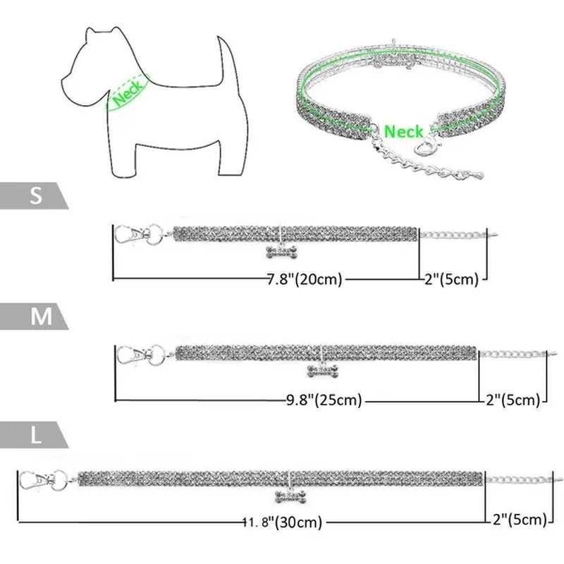 3 Colors Rhinestone Stretch Pet Collar Necklace Dog Leash Crystal Collar Tag Pendant Accessories for Dog Cat Pet Supplies