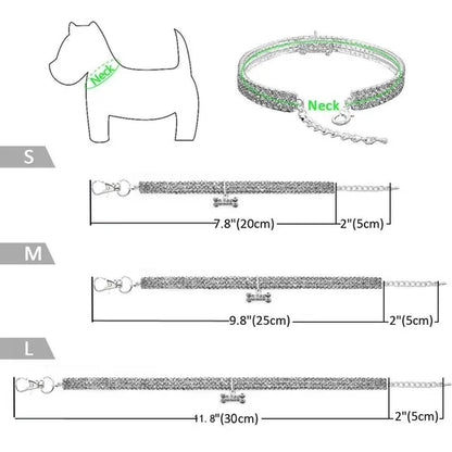 3 Colors Rhinestone Stretch Pet Collar Necklace Dog Leash Crystal Collar Tag Pendant Accessories for Dog Cat Pet Supplies