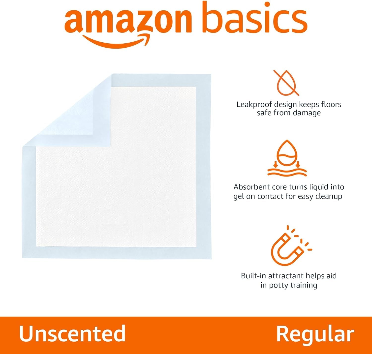 Dog and Puppy Pee Pads with Leak-Proof Quick-Dry Design for Potty Training, Standard Absorbency, Regular Size, 22 X 22 Inches, Pack of 100, Blue & White