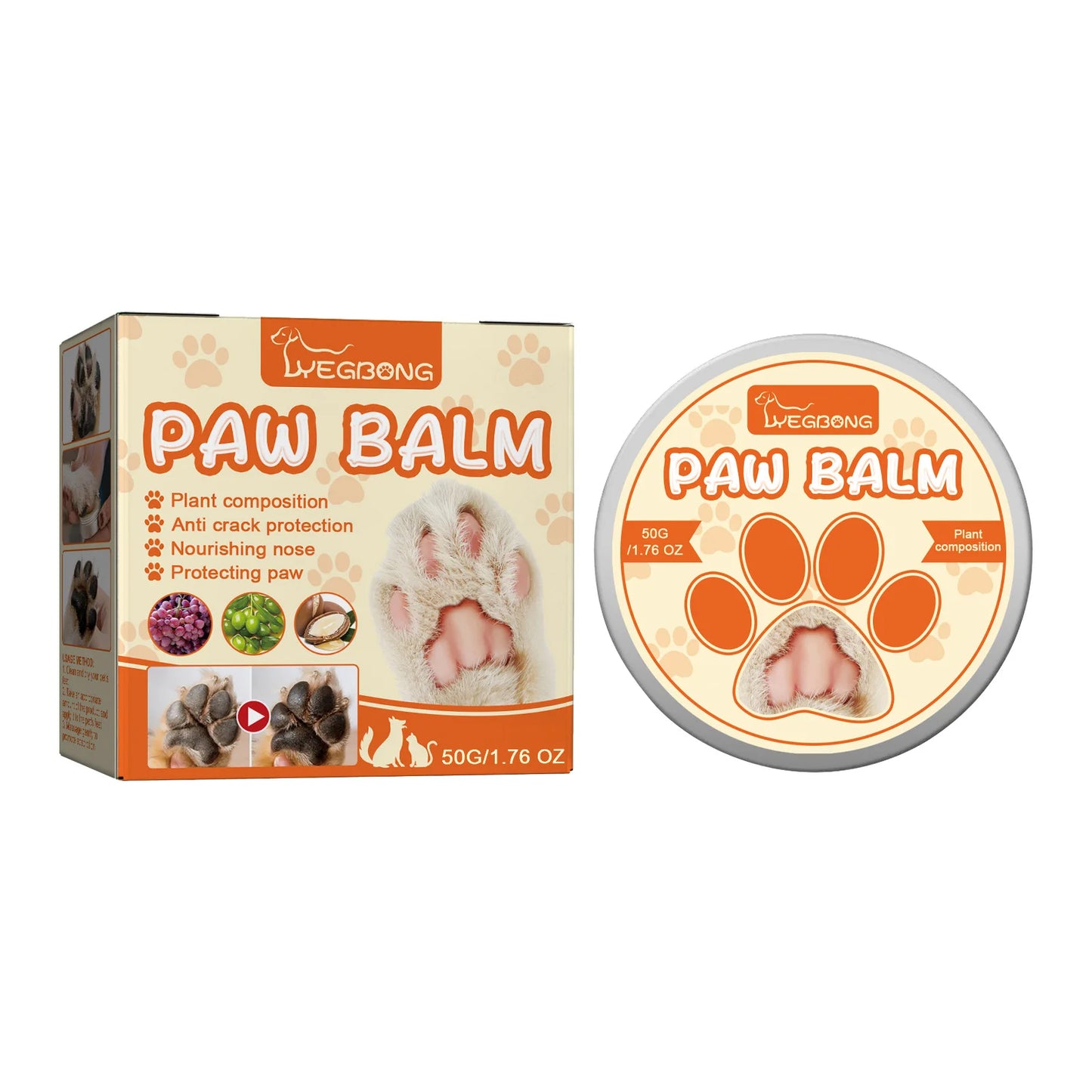 Paw Balm for Dogs 50G Noses Paws Moisturizer Cream Cats Dogs Paw Protector Lick Safe Pet Supplies for Extreme Weather Conditions