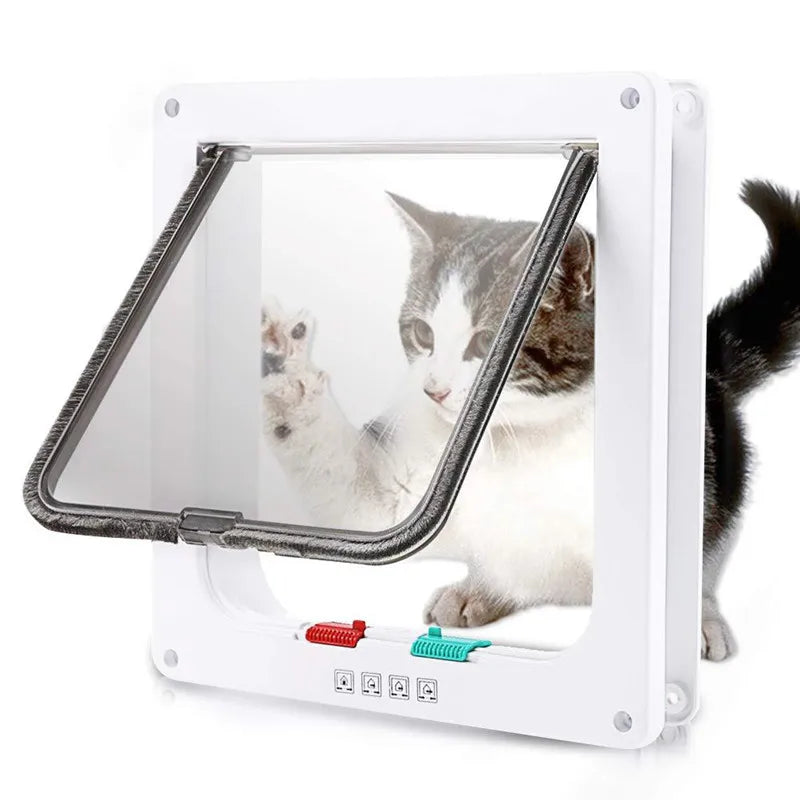 Security Lock Flap Door for Dog Cats Kitten ABS Plastic Small Pet Gate Door Kit Cat Dogs Flap Doors Dog Cat Accessories