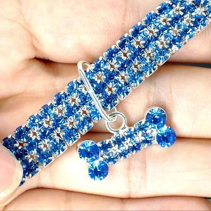 3 Colors Rhinestone Stretch Pet Collar Necklace Dog Leash Crystal Collar Tag Pendant Accessories for Dog Cat Pet Supplies
