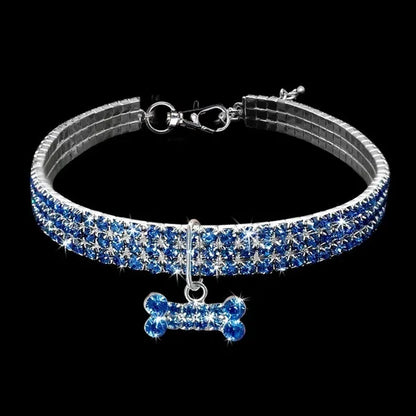 3 Colors Rhinestone Stretch Pet Collar Necklace Dog Leash Crystal Collar Tag Pendant Accessories for Dog Cat Pet Supplies